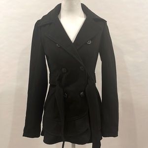 New Double Breasted Military Style Belted Peplum Coat w/ Pockets - Size XS